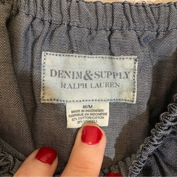 Denim & Supply Ralph Lauren Women’s Cotton Ruffled Sleeveless Tank Top Blue Med - Picture 4 of 8